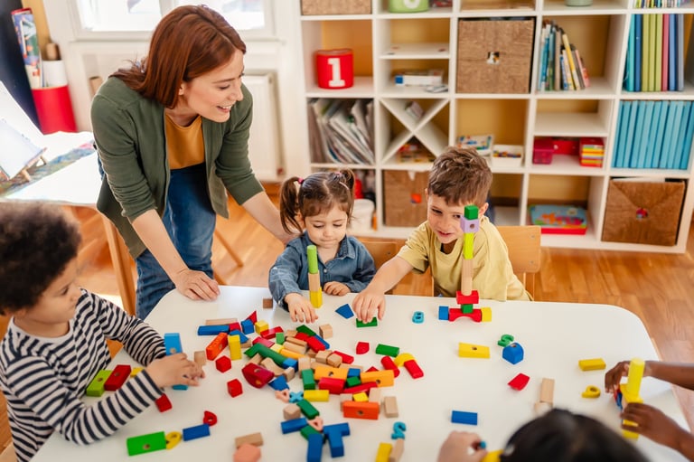 Children playing with blocks